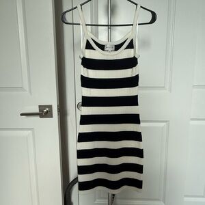 Milly Black and White Striped Mini Dress